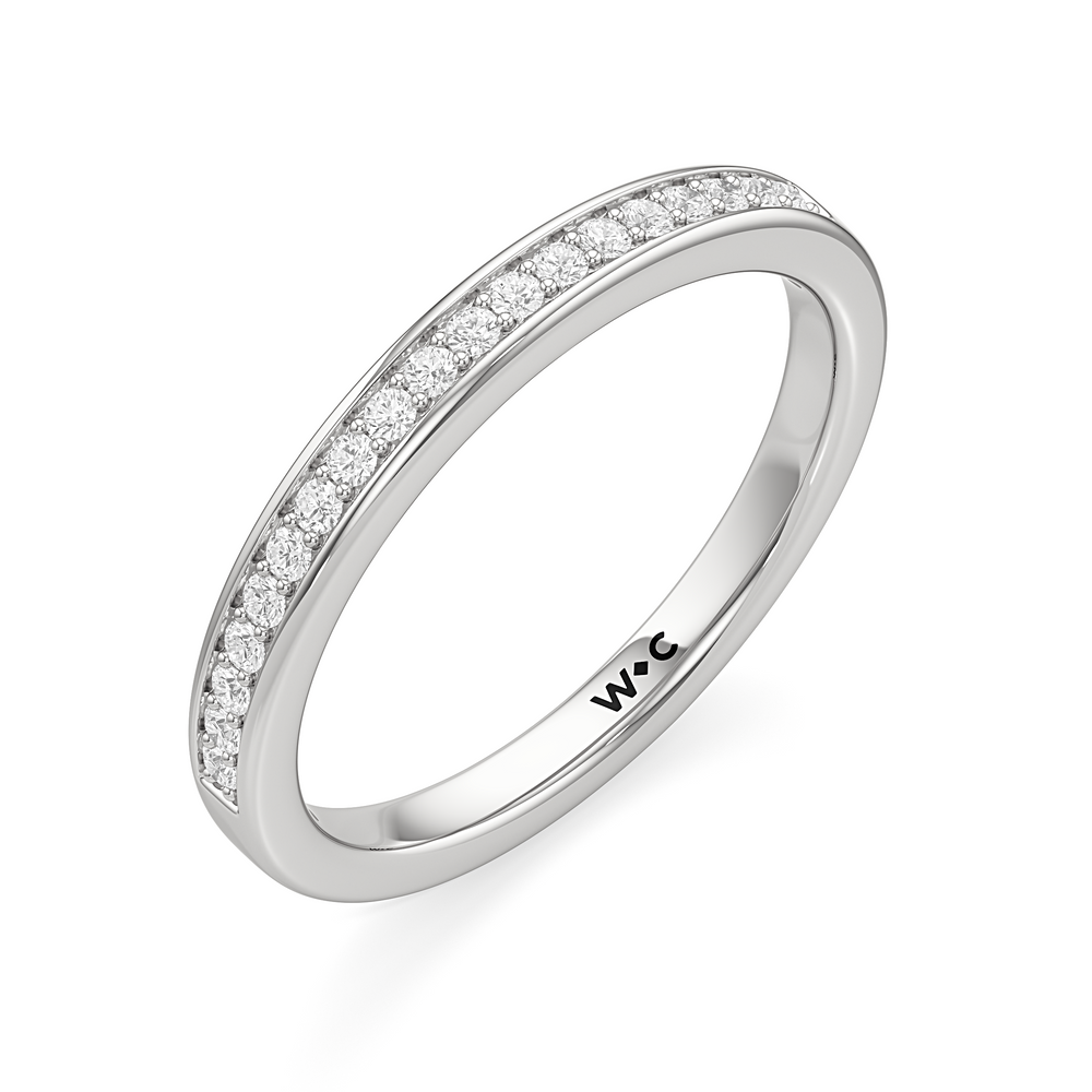 The Gia Diamond Wedding Band with Platinum Cut Diamond in 14KT Platinum view 3
