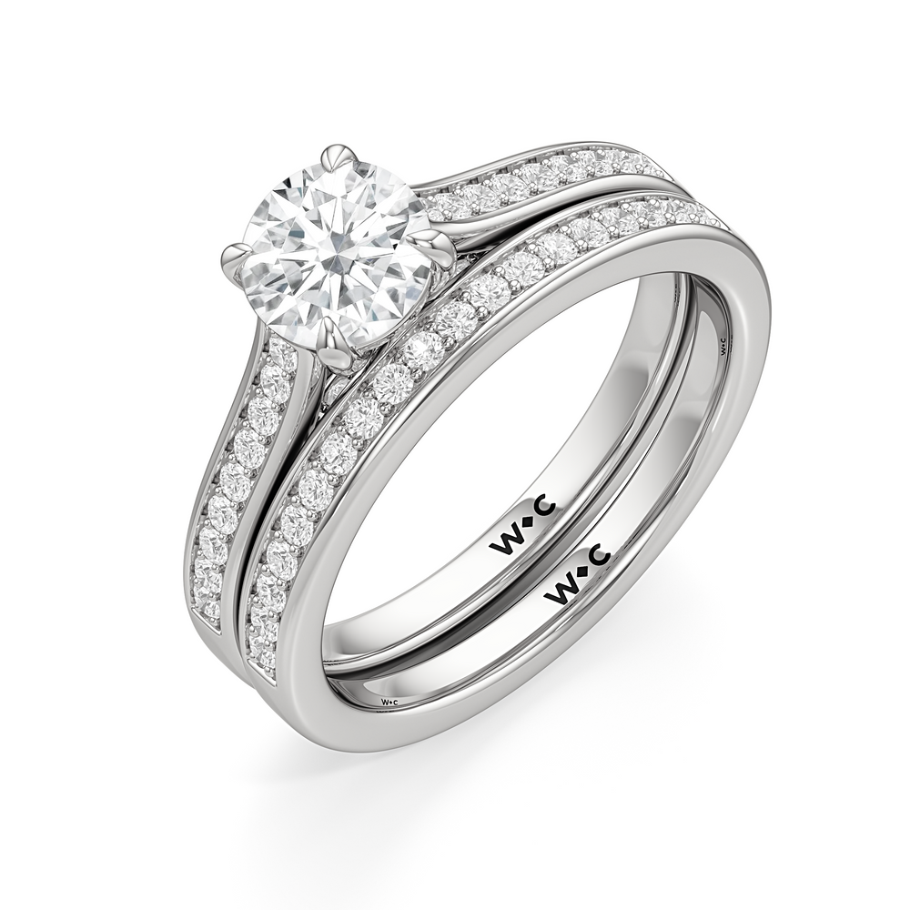 The Gia Diamond Wedding Band with Platinum Cut Diamond in 14KT Platinum view 4
