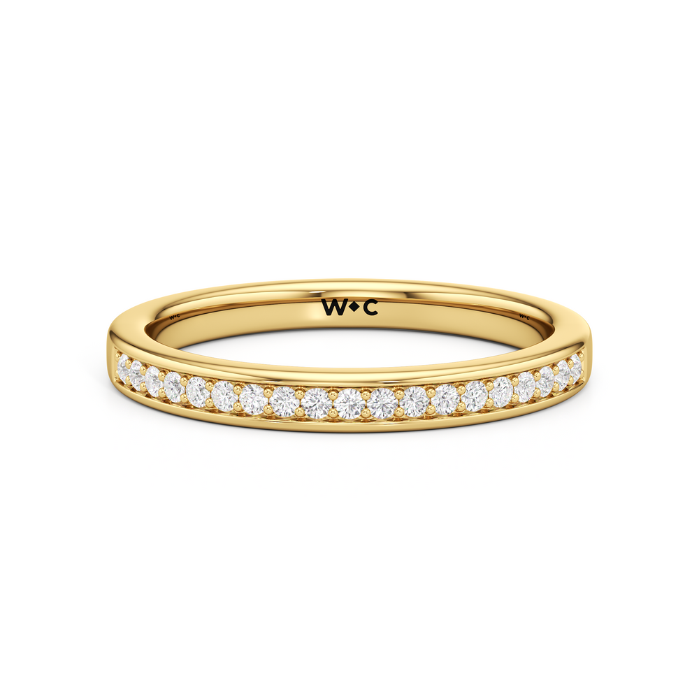 The Gia Diamond Wedding Band with 18KT Yellow Gold Cut Diamond in 14KT Yellow Gold view 1
