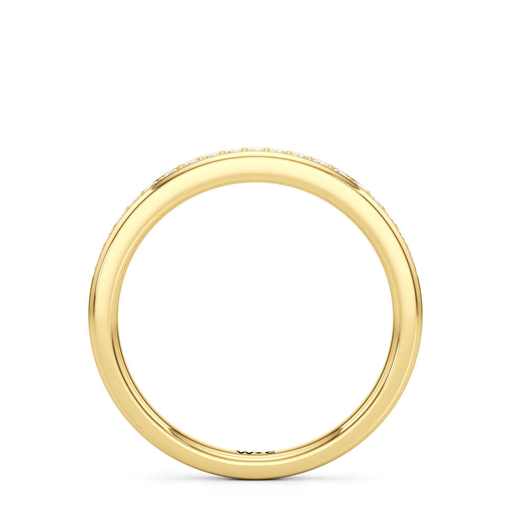 The Gia Diamond Wedding Band with 18KT Yellow Gold Cut Diamond in 14KT Yellow Gold view 2
