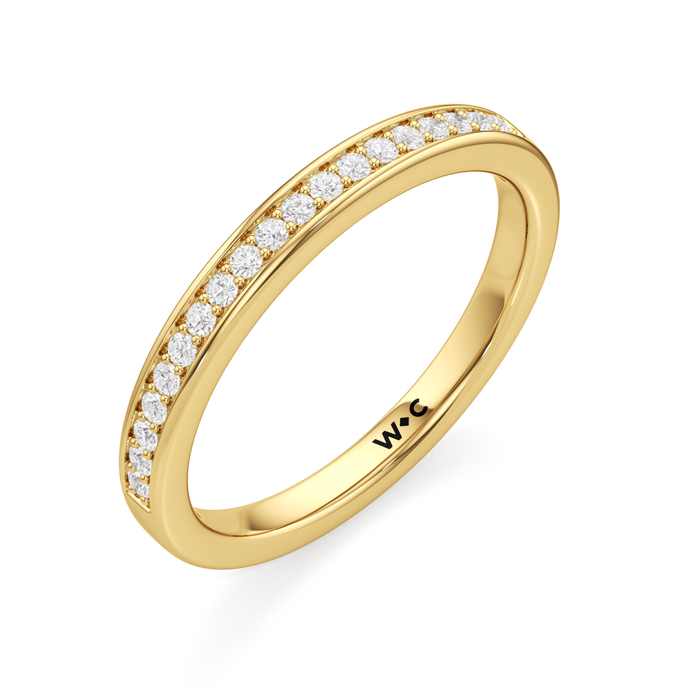 The Gia Diamond Wedding Band with 18KT Yellow Gold Cut Diamond in 14KT Yellow Gold view 3
