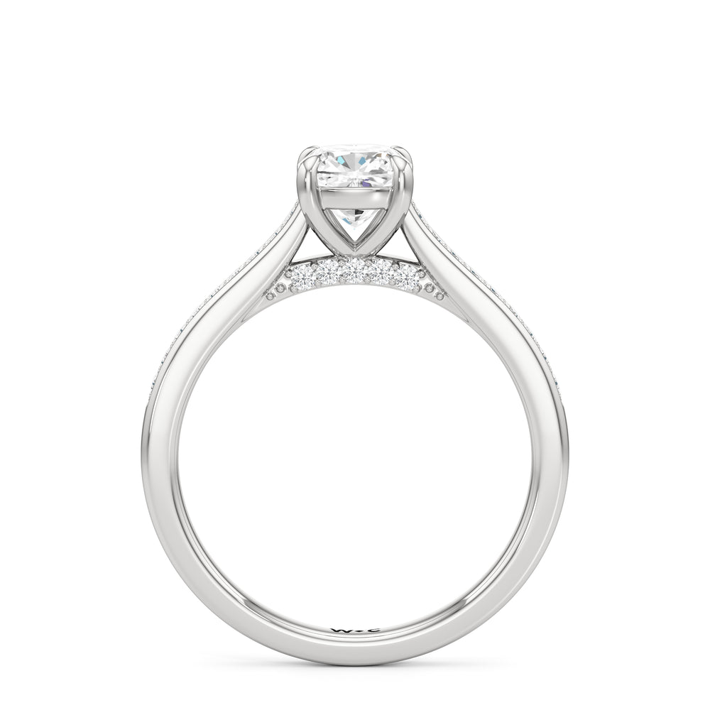 The Gia Engagement Ring with Cushion Cut Diamond in 14KT Platinum view 2
