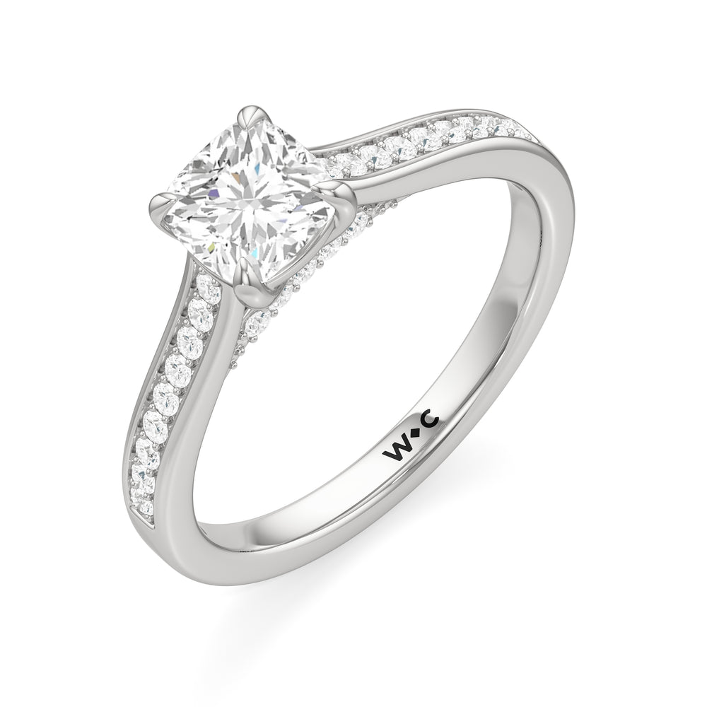 The Gia Engagement Ring with Cushion Cut Diamond in 14KT Platinum view 3
