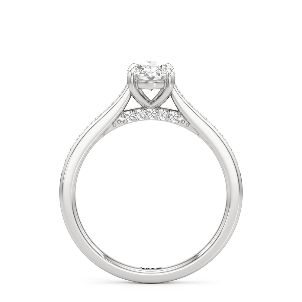 The Gia Engagement Ring with Oval Cut Diamond in 14KT Platinum view 2
