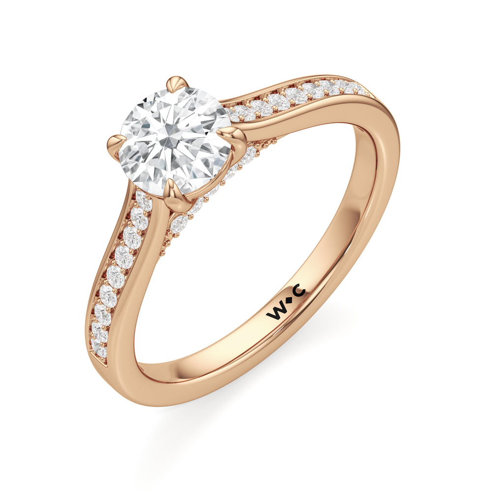 The Gia Engagement Ring with Round Cut Diamond in 14KT Rose Gold view 3

