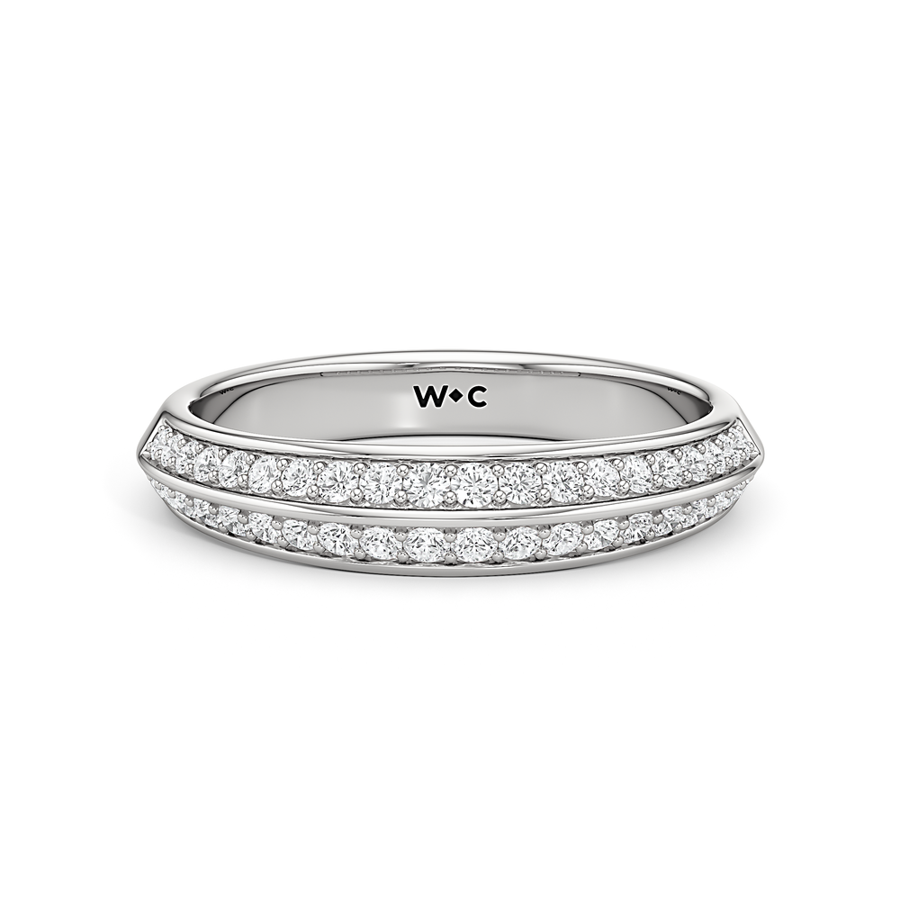 The Scarlett Diamond Wedding Band with Platinum Cut Diamond in 14KT Platinum view 1
