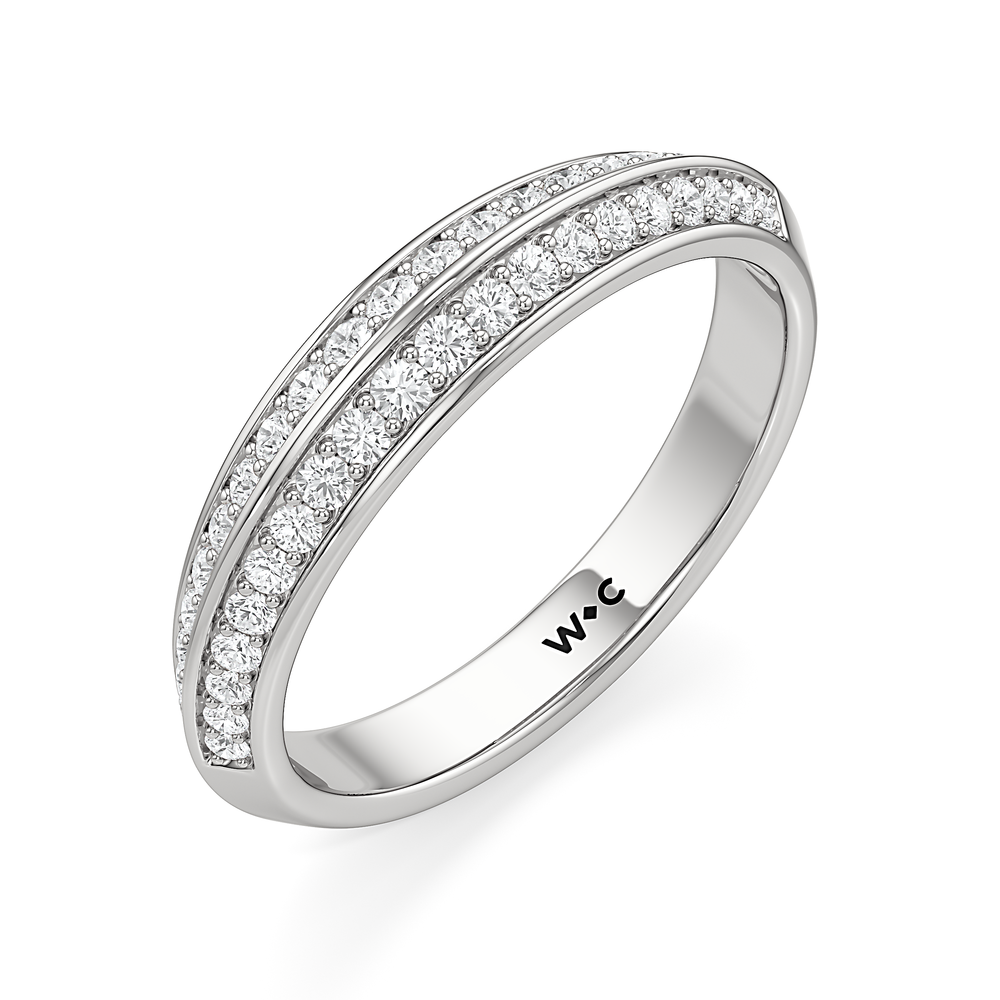 The Scarlett Diamond Wedding Band with Platinum Cut Diamond in 14KT Platinum view 3
