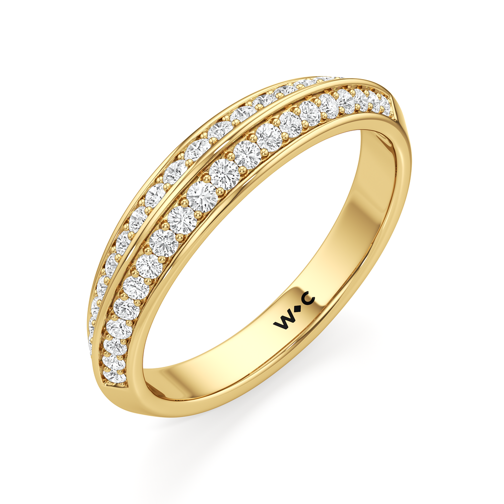 The Scarlett Diamond Wedding Band with 18KT Yellow Gold Cut Diamond in 14KT Yellow Gold view 3
