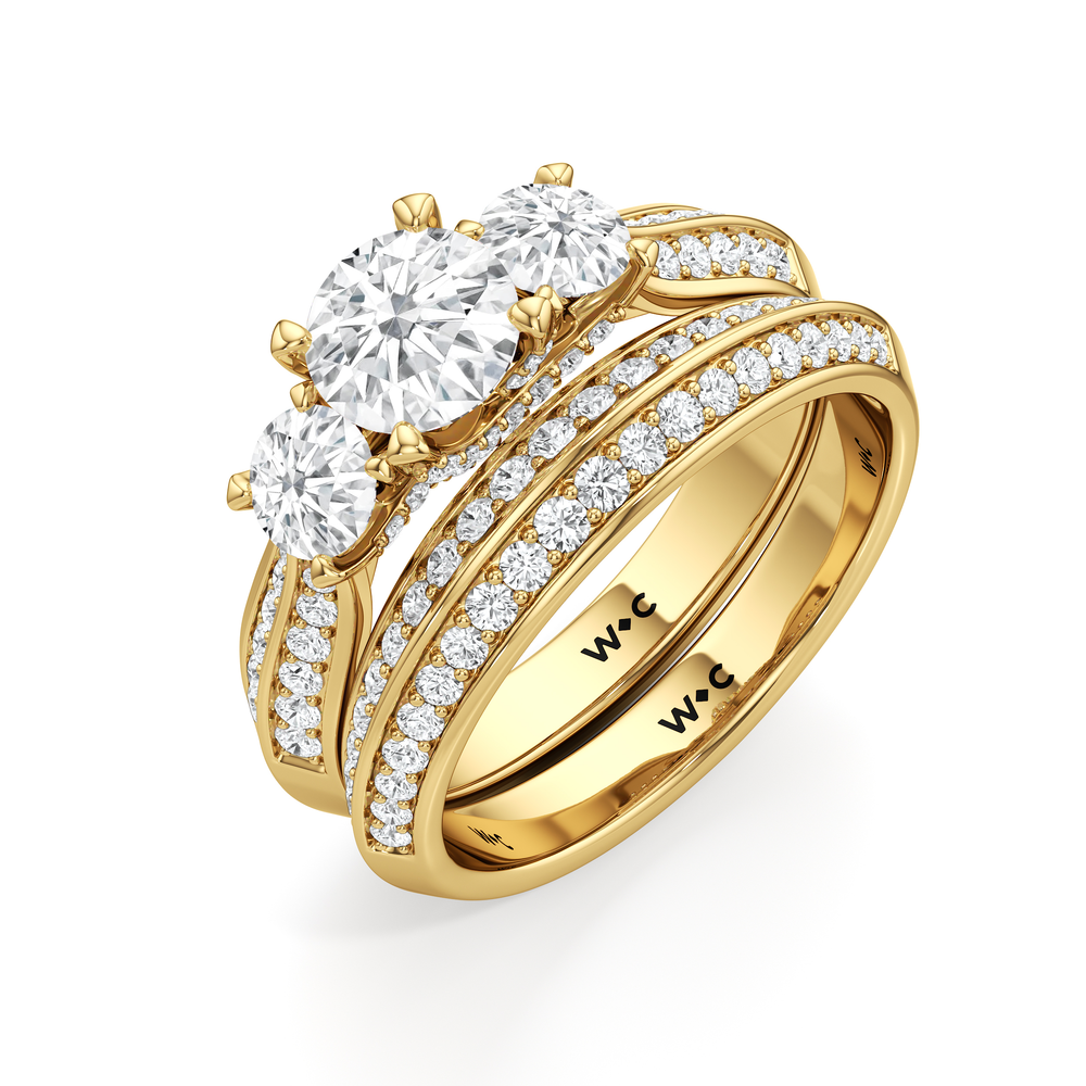 The Scarlett Diamond Wedding Band with 18KT Yellow Gold Cut Diamond in 14KT Yellow Gold view 4
