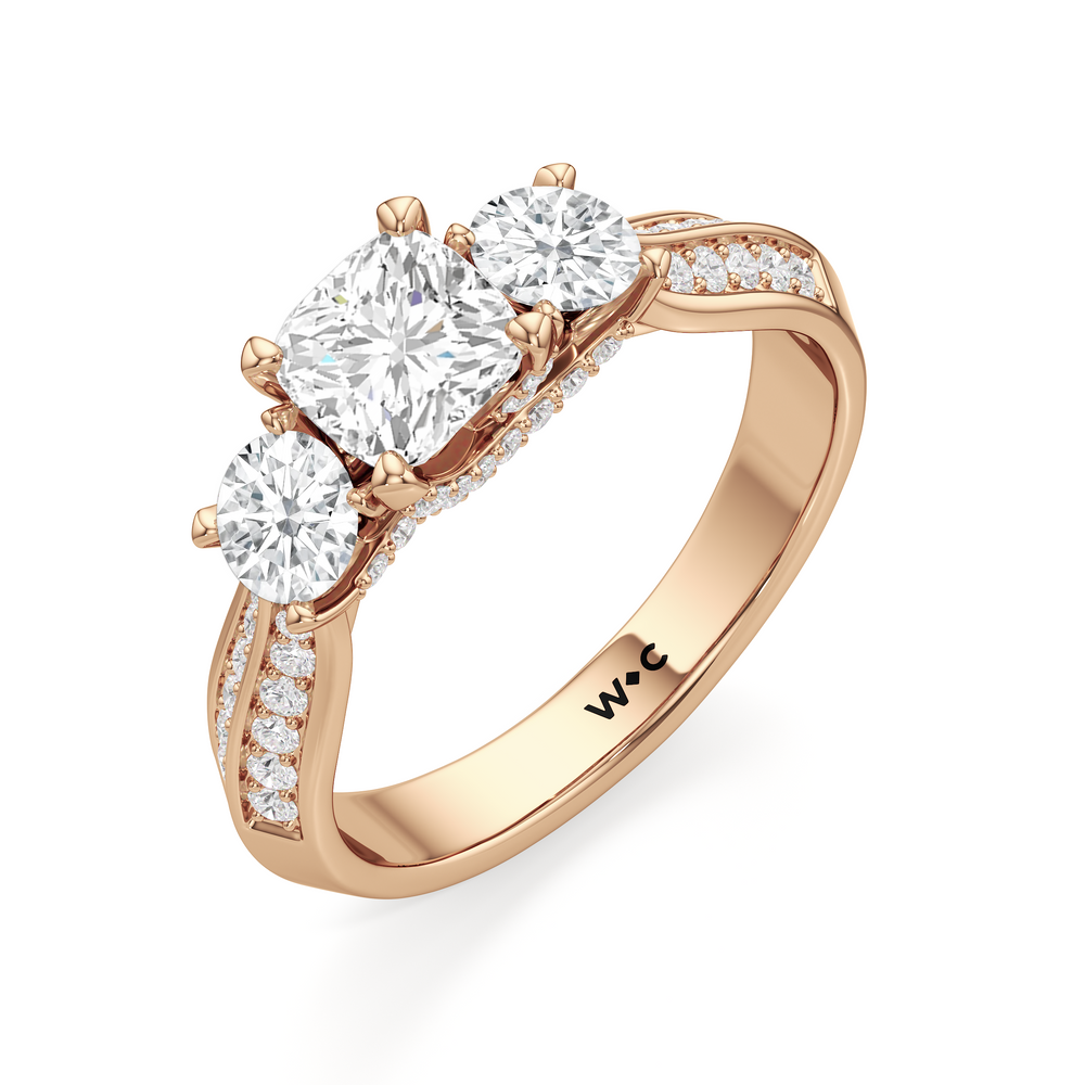 The Scarlett Engagement Ring with Cushion Cut Diamond in 14KT Rose Gold view 3
