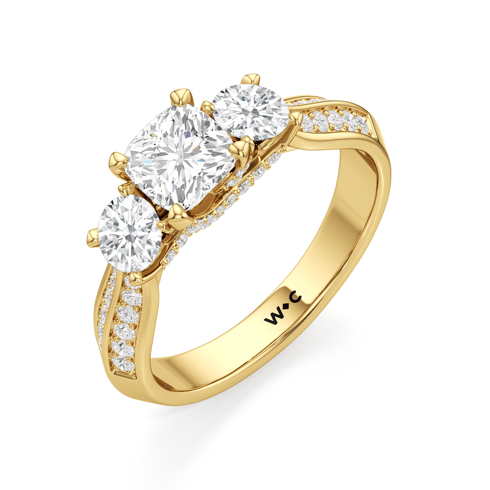 The Scarlett Engagement Ring with Cushion Cut Diamond in 14KT Yellow Gold view 3
