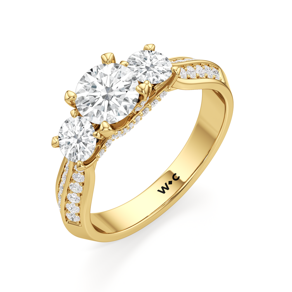The Scarlett Engagement Ring with Round Cut Diamond in 14KT Yellow Gold view 3
