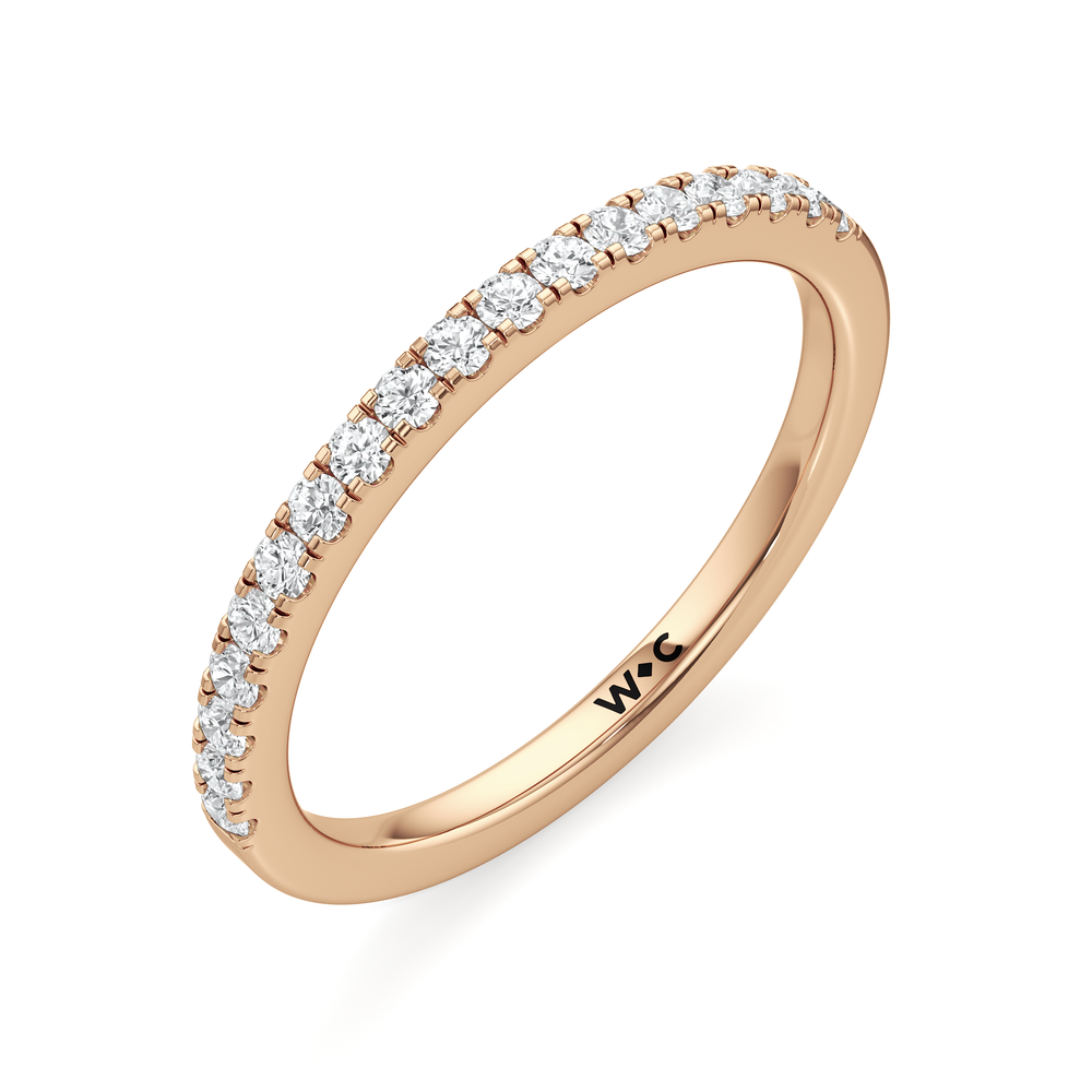 The Audrey Diamond Wedding Band with 18KT Rose Gold Cut Diamond in 14KT Rose Gold view 3
