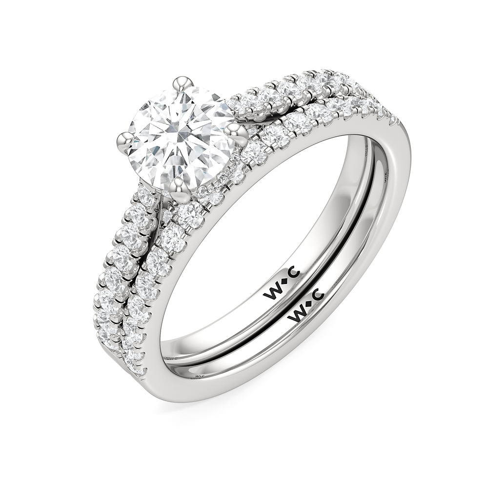The Audrey Diamond Wedding Band with Platinum Cut Diamond in 14KT Platinum view 4
