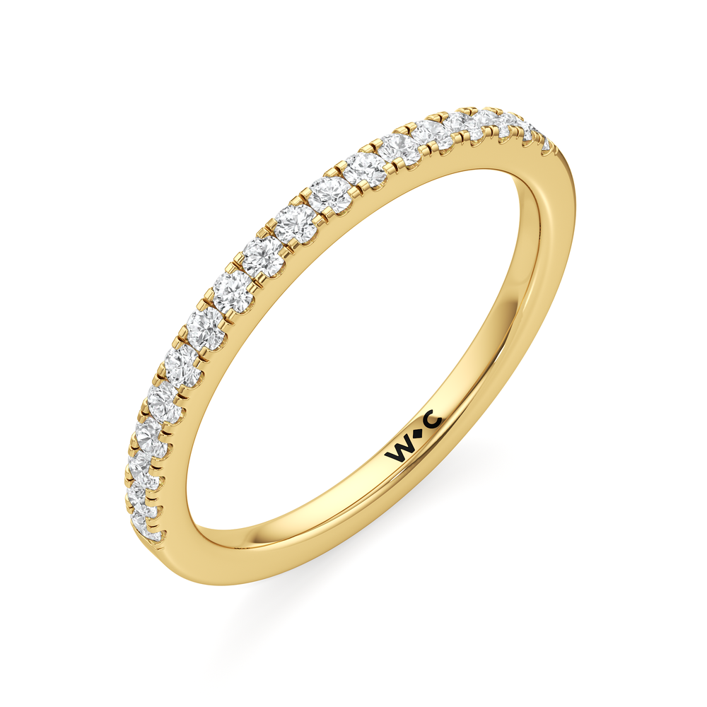 The Audrey Diamond Wedding Band with 18KT Yellow Gold Cut Diamond in 14KT Yellow Gold view 3
