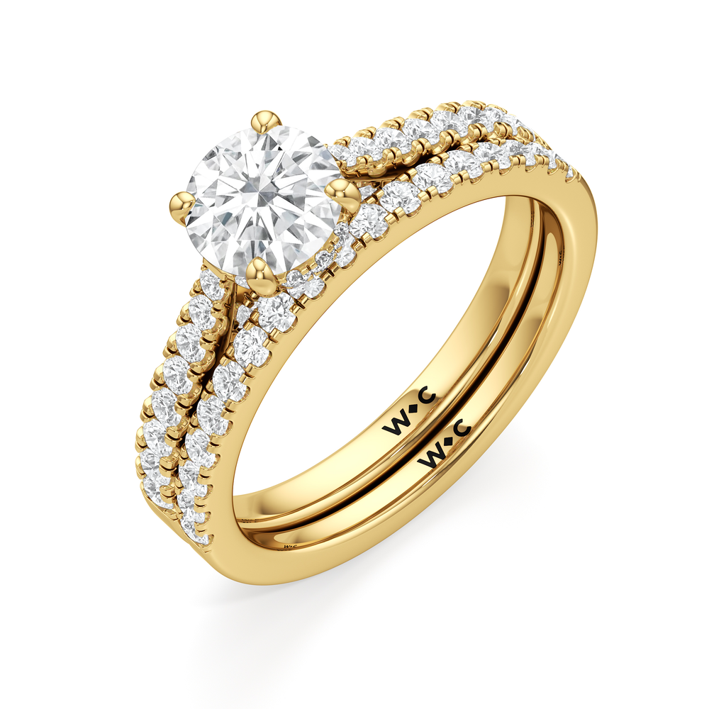 The Audrey Diamond Wedding Band with 18KT Yellow Gold Cut Diamond in 14KT Yellow Gold view 4
