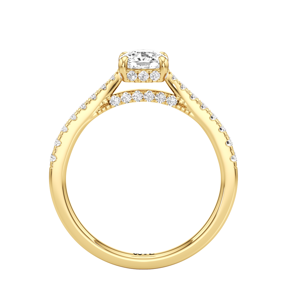 The Audrey Engagement Ring with Cushion Cut Diamond in 14KT Yellow Gold view 2
