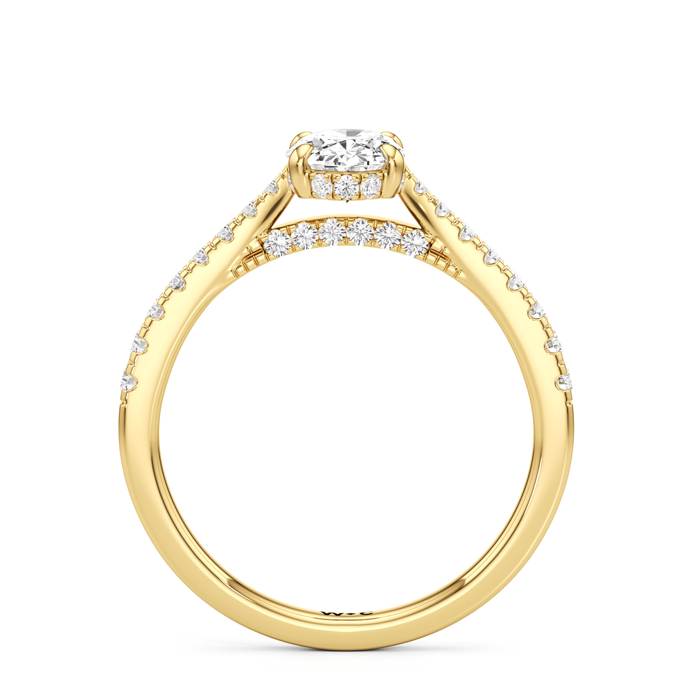 The Audrey Engagement Ring with Oval Cut Diamond in 14KT Yellow Gold view 2
