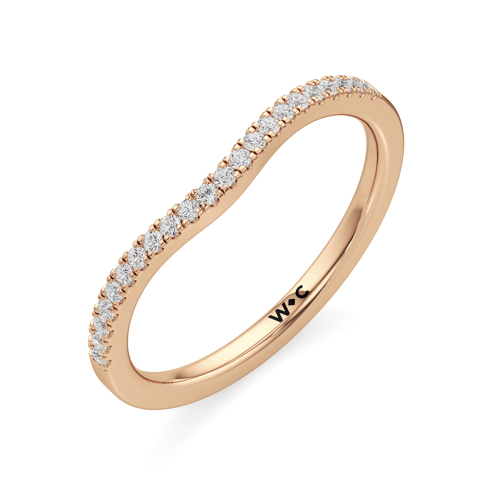 The Maxine Diamond Wedding Band with 18KT Rose Gold Cut Diamond in 14KT Rose Gold view 3
