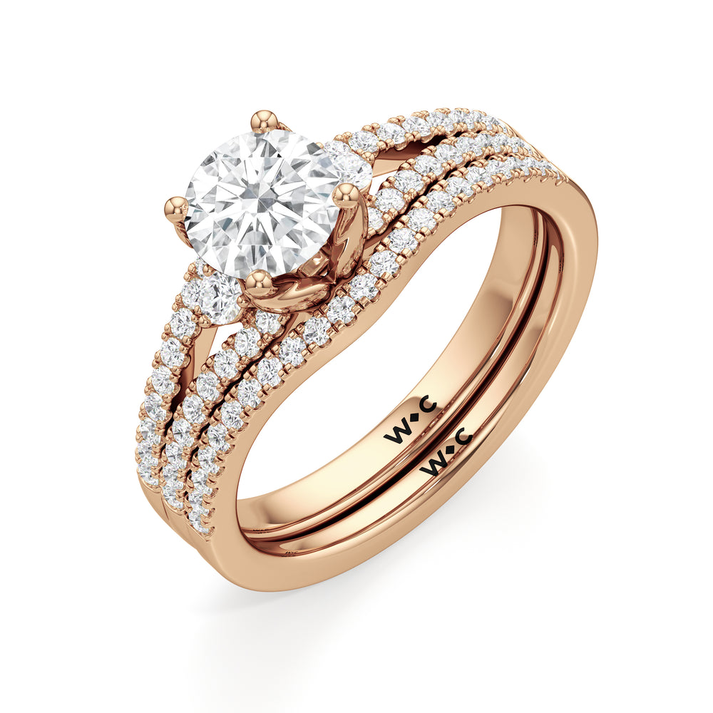 The Maxine Diamond Wedding Band with 18KT Rose Gold Cut Diamond in 14KT Rose Gold view 4
