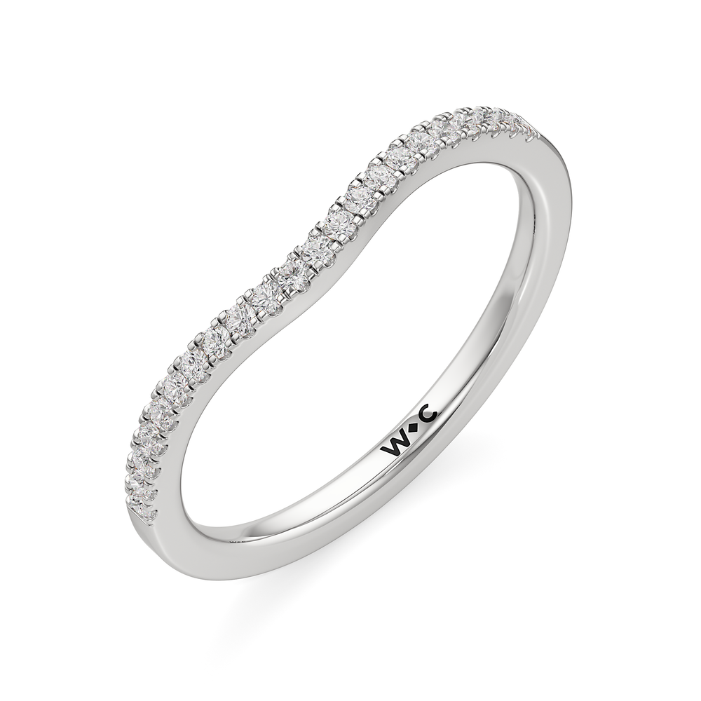 The Maxine Diamond Wedding Band with Platinum Cut Diamond in 14KT Platinum view 3
