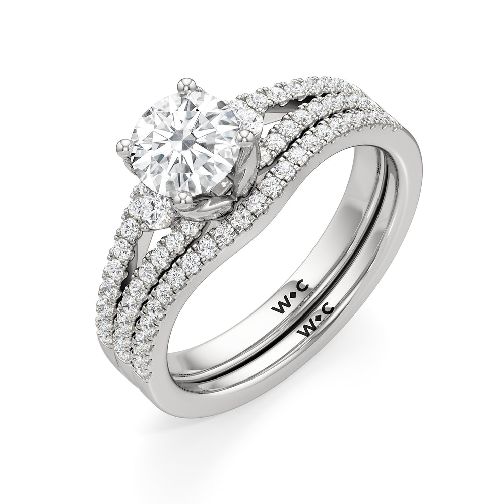 The Maxine Diamond Wedding Band with Platinum Cut Diamond in 14KT Platinum view 4
