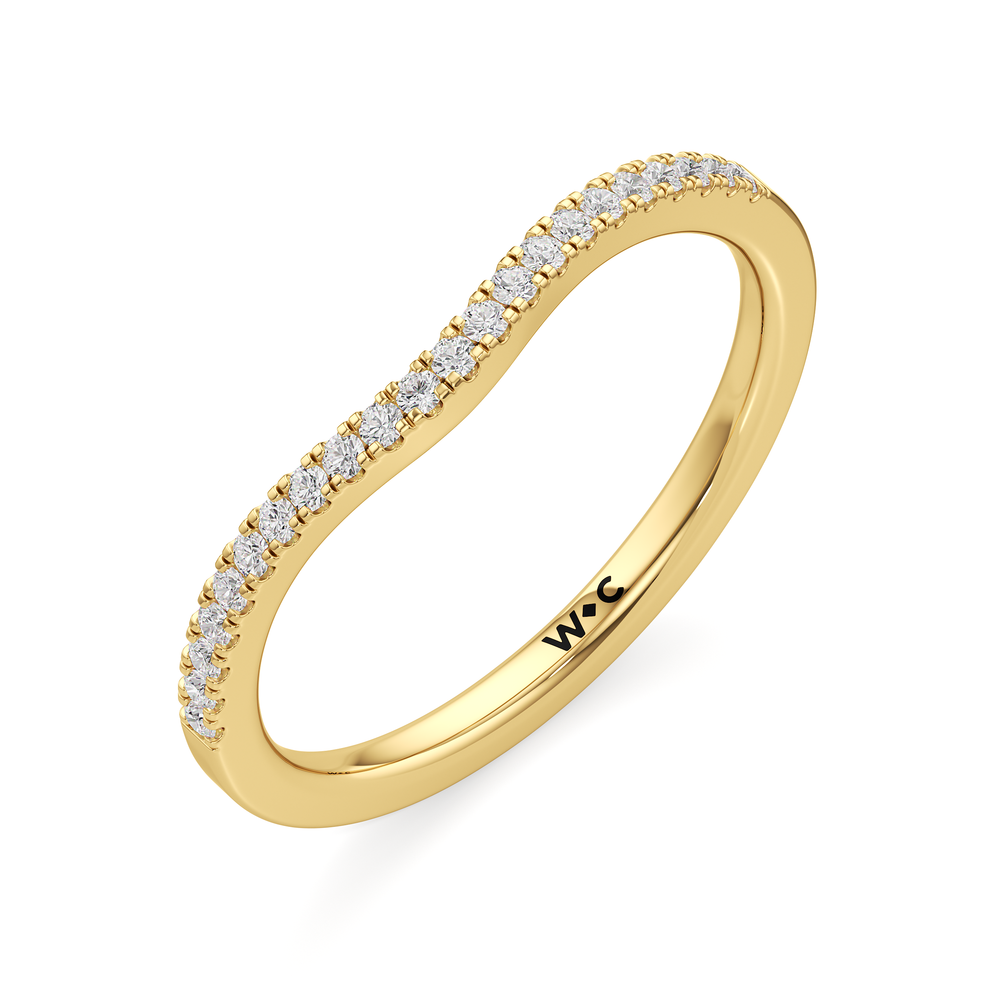 The Maxine Diamond Wedding Band with 18KT Yellow Gold Cut Diamond in 14KT Yellow Gold view 3
