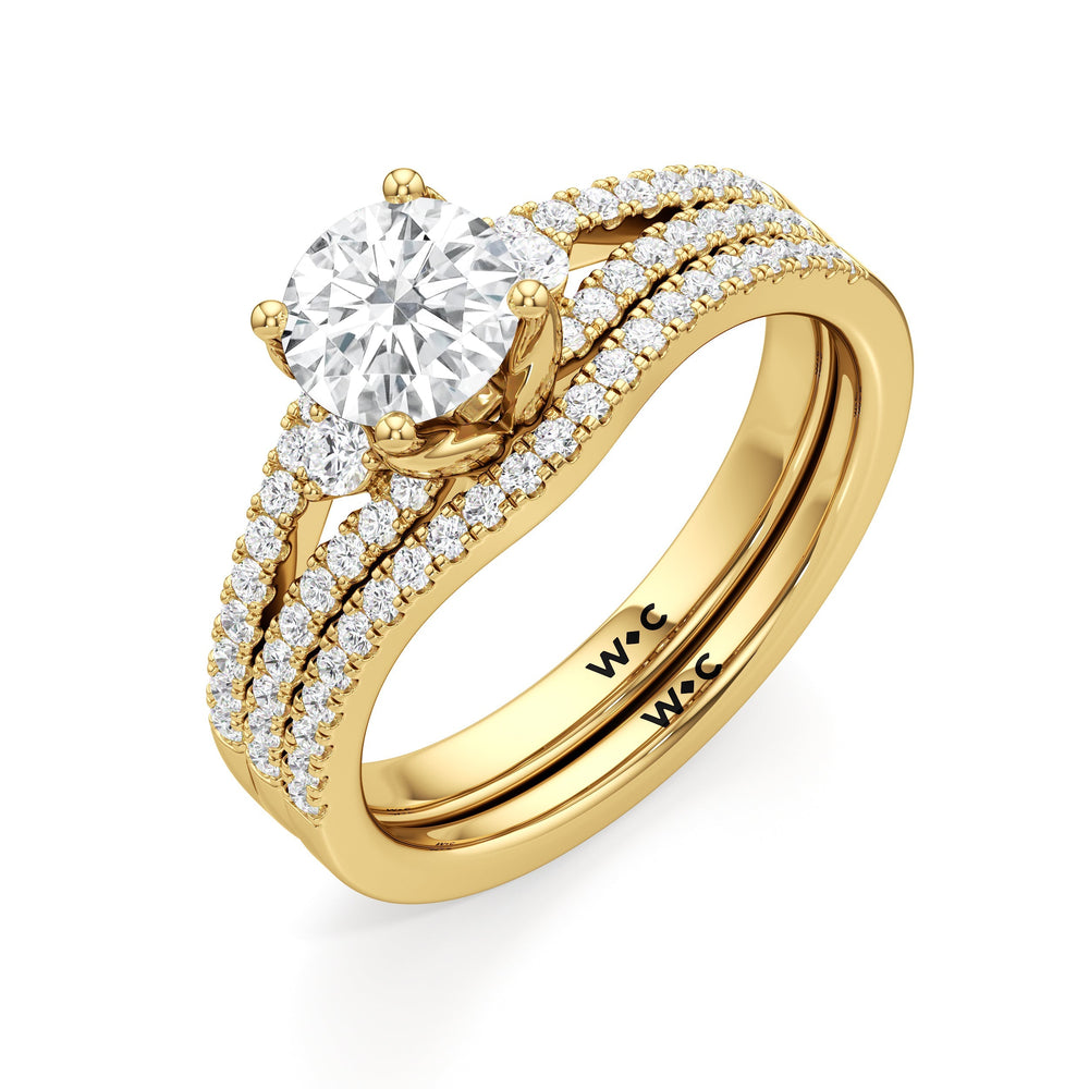 The Maxine Diamond Wedding Band with 18KT Yellow Gold Cut Diamond in 14KT Yellow Gold view 4
