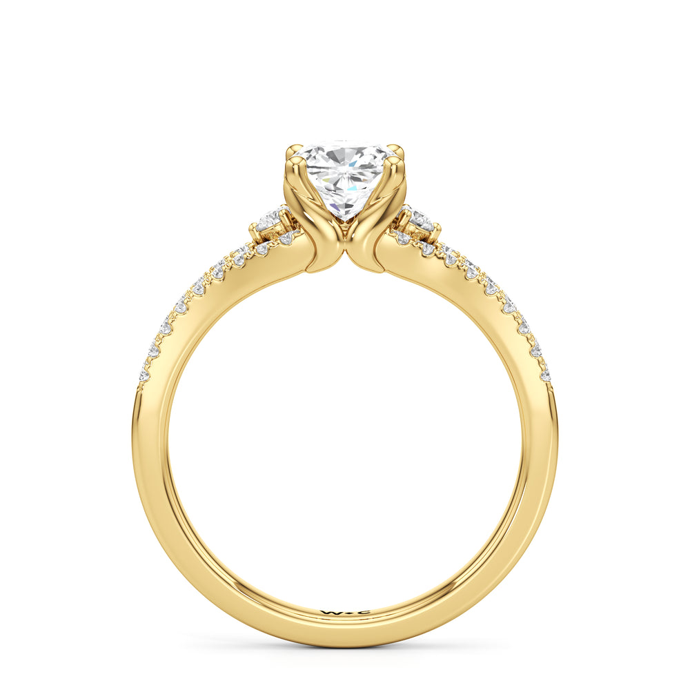 The Maxine Engagement Ring with Cushion Cut Diamond in 14KT Yellow Gold view 2
