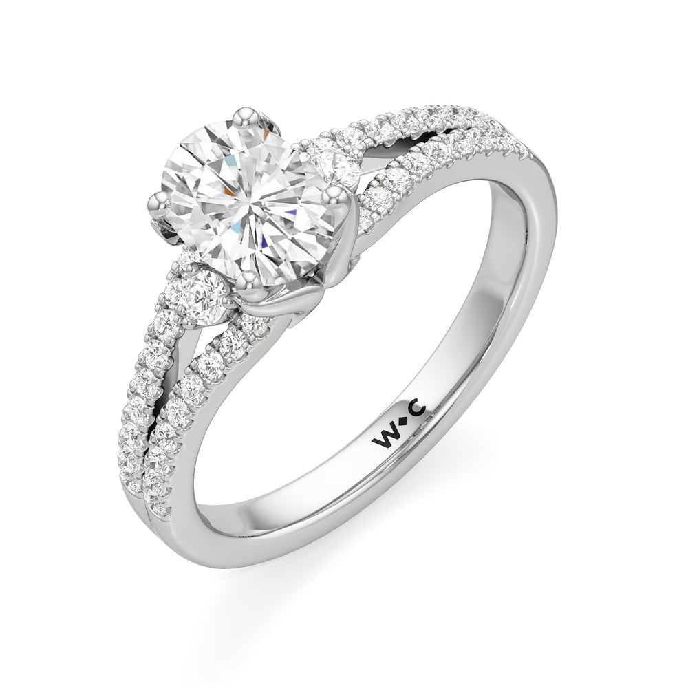 The Maxine Engagement Ring with Oval Cut Diamond in 14KT Platinum view 3
