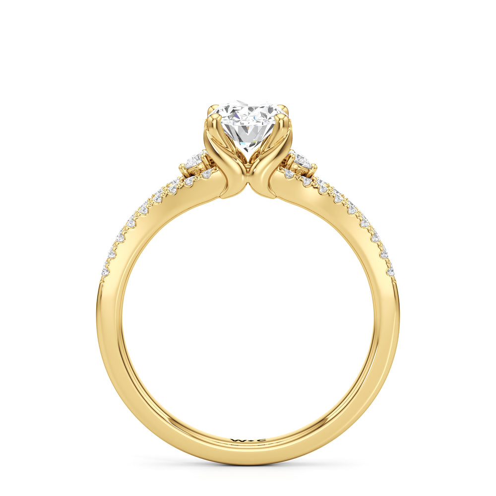 The Maxine Engagement Ring with Oval Cut Diamond in 14KT Yellow Gold view 2
