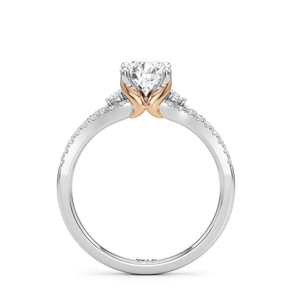 The Maxine Engagement Ring with Round Cut Diamond in 14KT Rose Gold view 2
