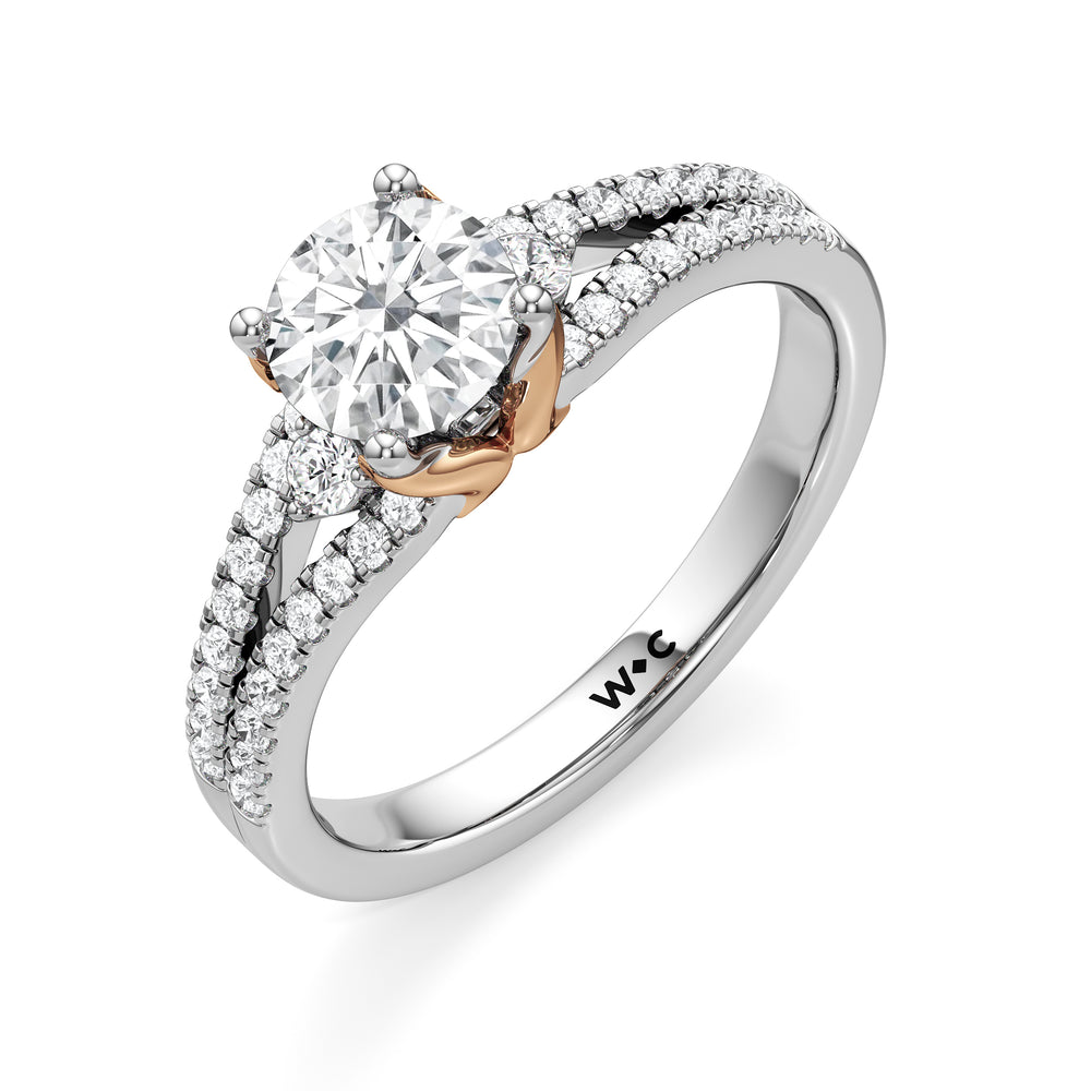 The Maxine Engagement Ring with Round Cut Diamond in 14KT Rose Gold view 3
