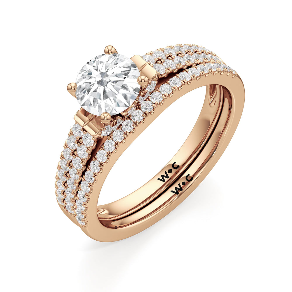 The Darcy Diamond Wedding Band with 18KT Rose Gold Cut Diamond in 14KT Rose Gold view 4
