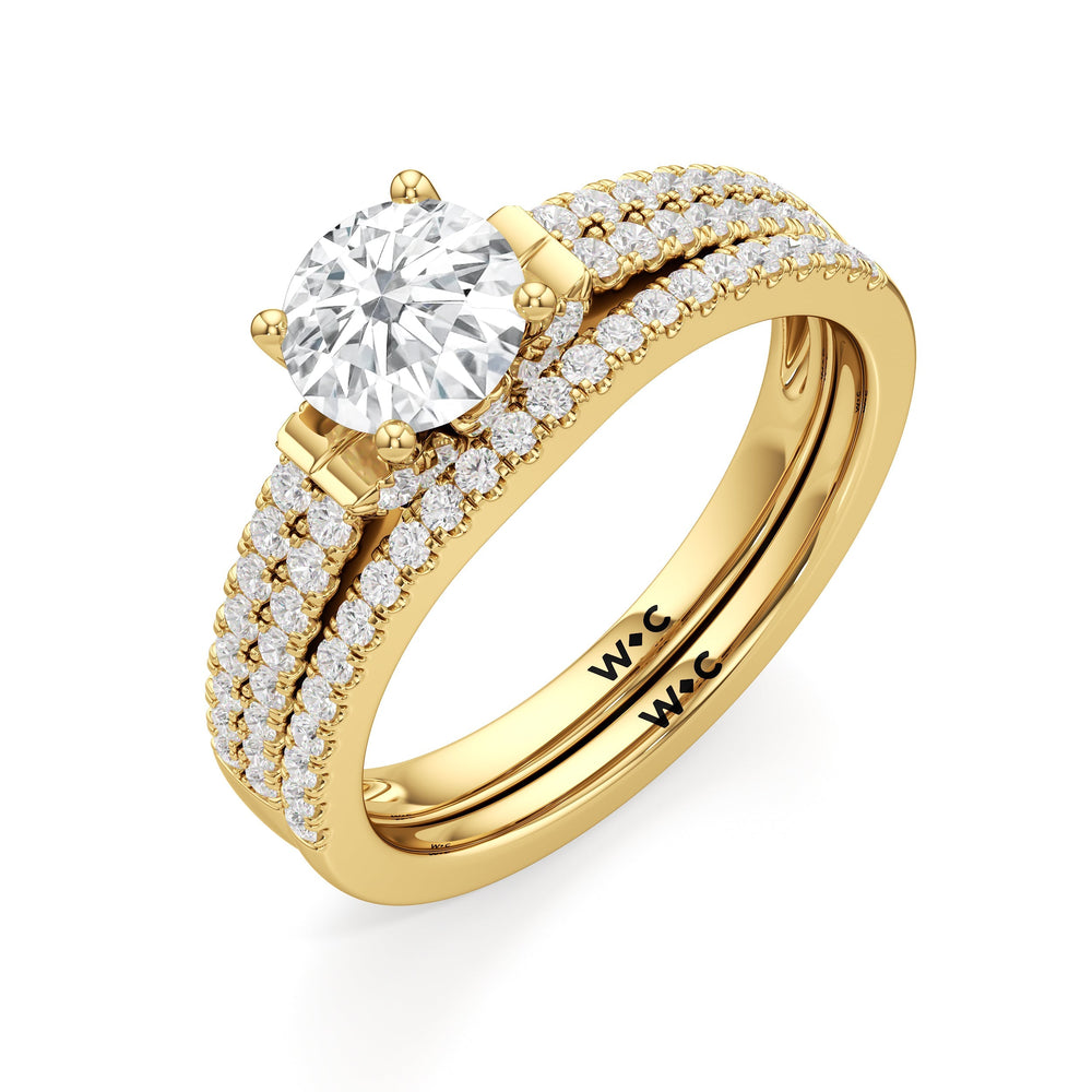 The Darcy Diamond Wedding Band with 18KT Yellow Gold Cut Diamond in 14KT Yellow Gold view 4
