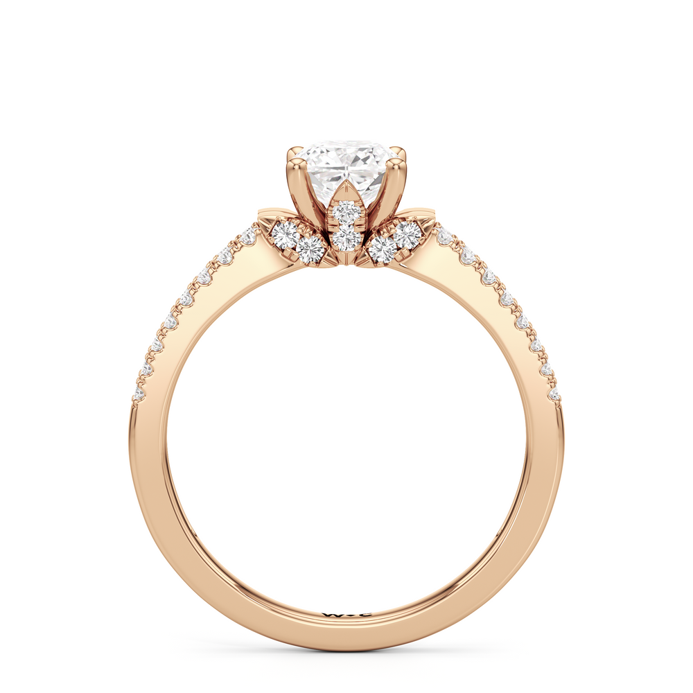 The Darcy Engagement Ring with Cushion Cut Diamond in 14KT Rose Gold view 2

