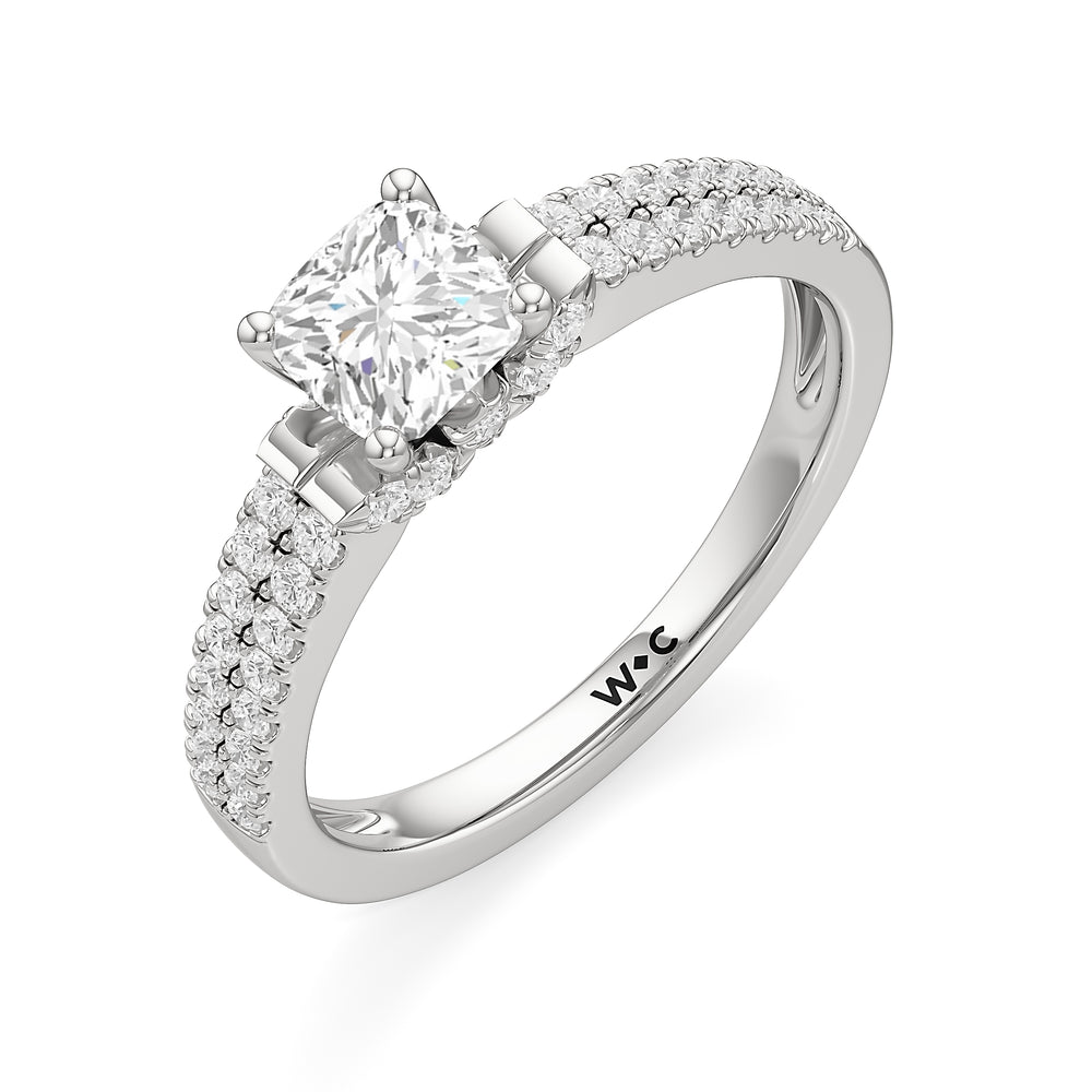 The Darcy Engagement Ring with Cushion Cut Diamond in 14KT Platinum view 3
