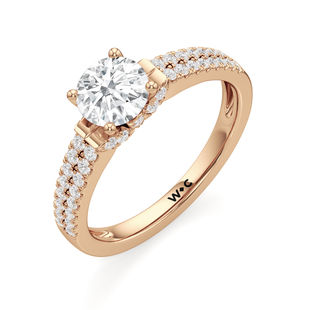 The Darcy Engagement Ring with Round Cut Diamond in 14KT Rose Gold view 3
