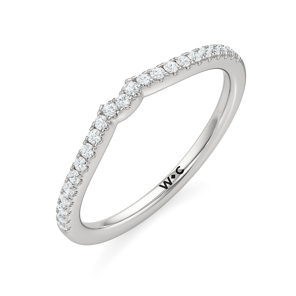 The Ophelia Diamond Wedding Band with Platinum Cut Diamond in 14KT Platinum view 3
