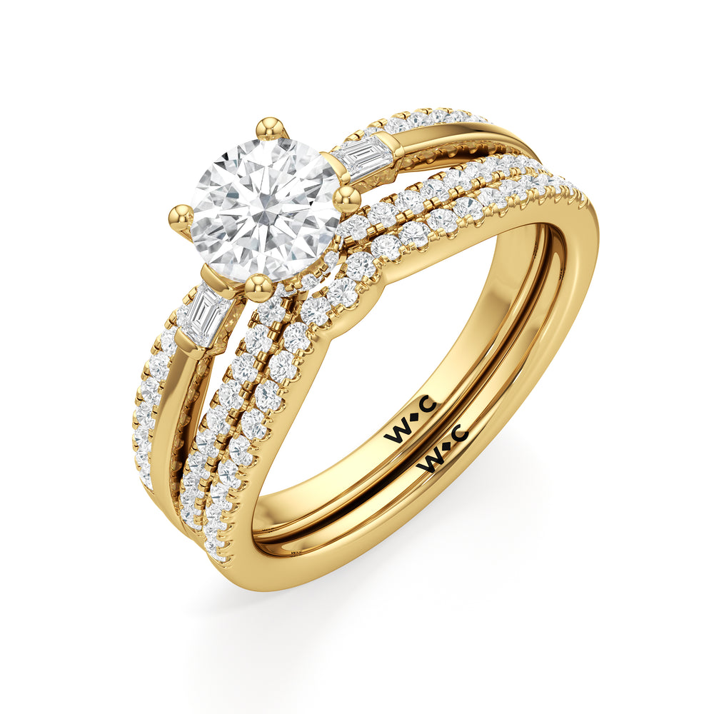 The Ophelia Diamond Wedding Band with 18KT Yellow Gold Cut Diamond in 14KT Yellow Gold view 4
