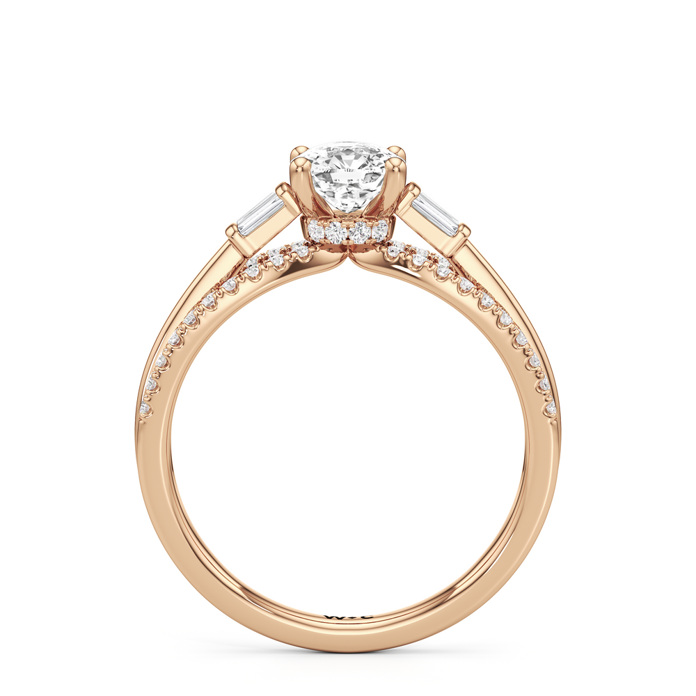 The Ophelia Engagement Ring with Cushion Cut Diamond in 14KT Rose Gold view 2
