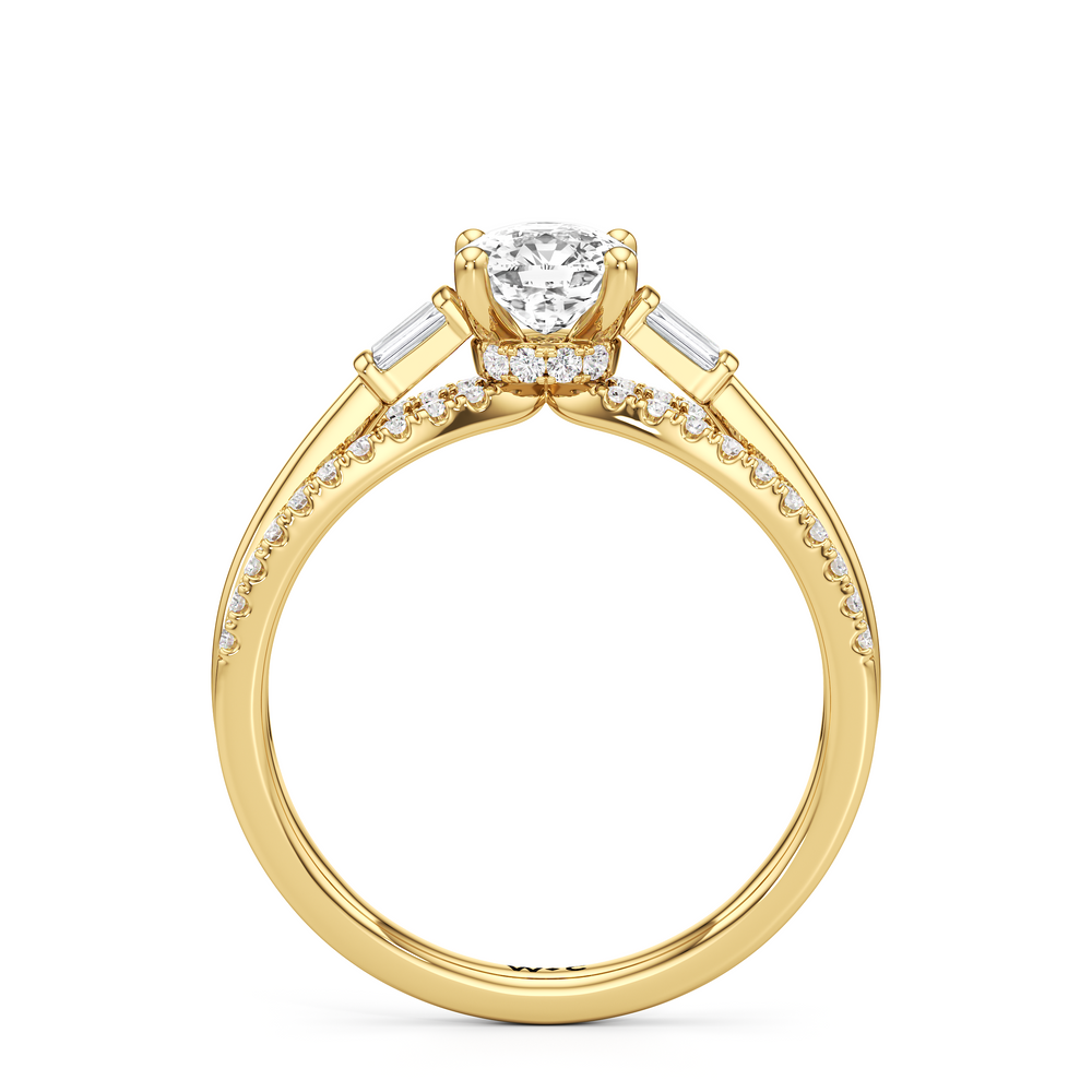 The Ophelia Engagement Ring with Cushion Cut Diamond in 14KT Yellow Gold view 2
