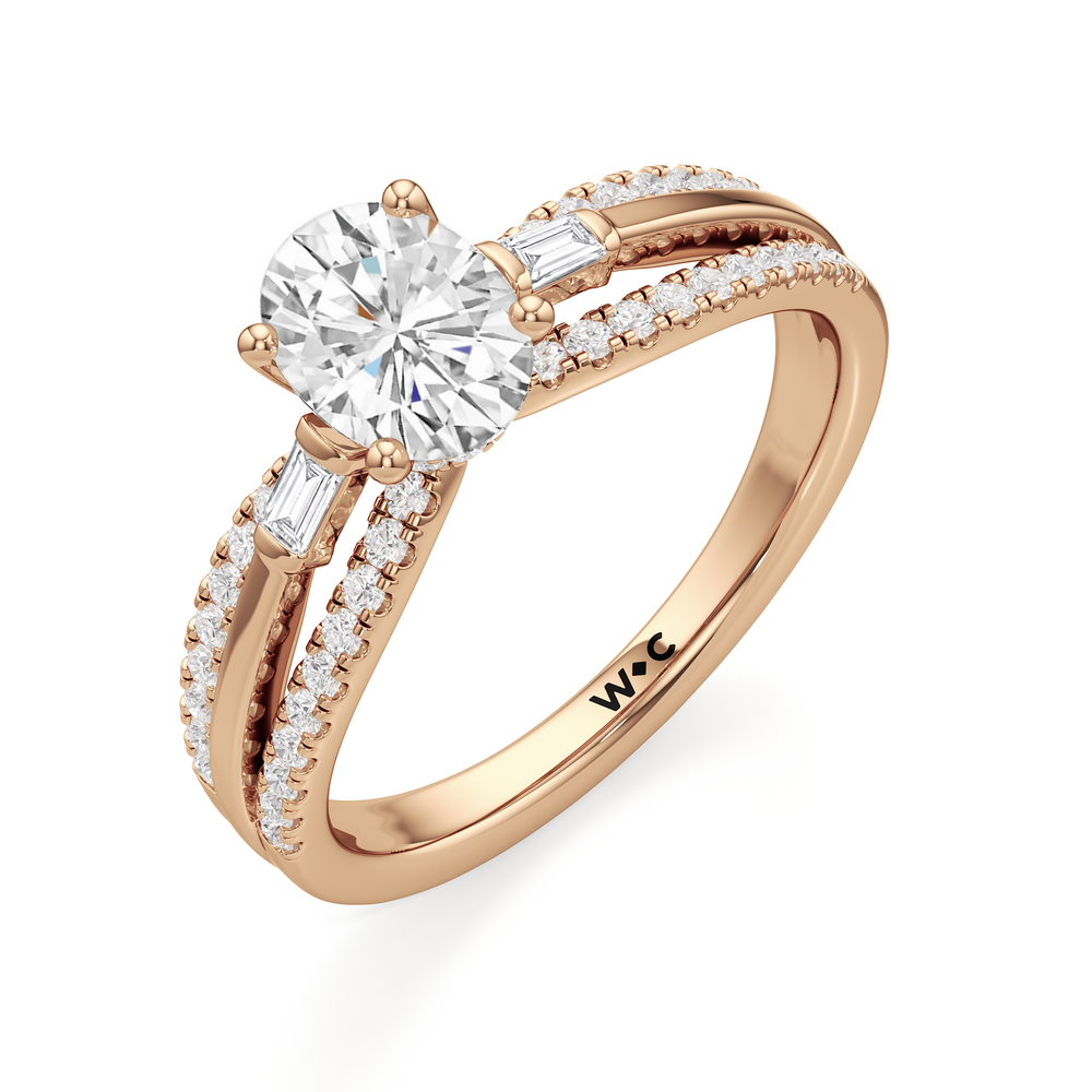 The Ophelia Engagement Ring with Oval Cut Diamond in 14KT Rose Gold view 3
