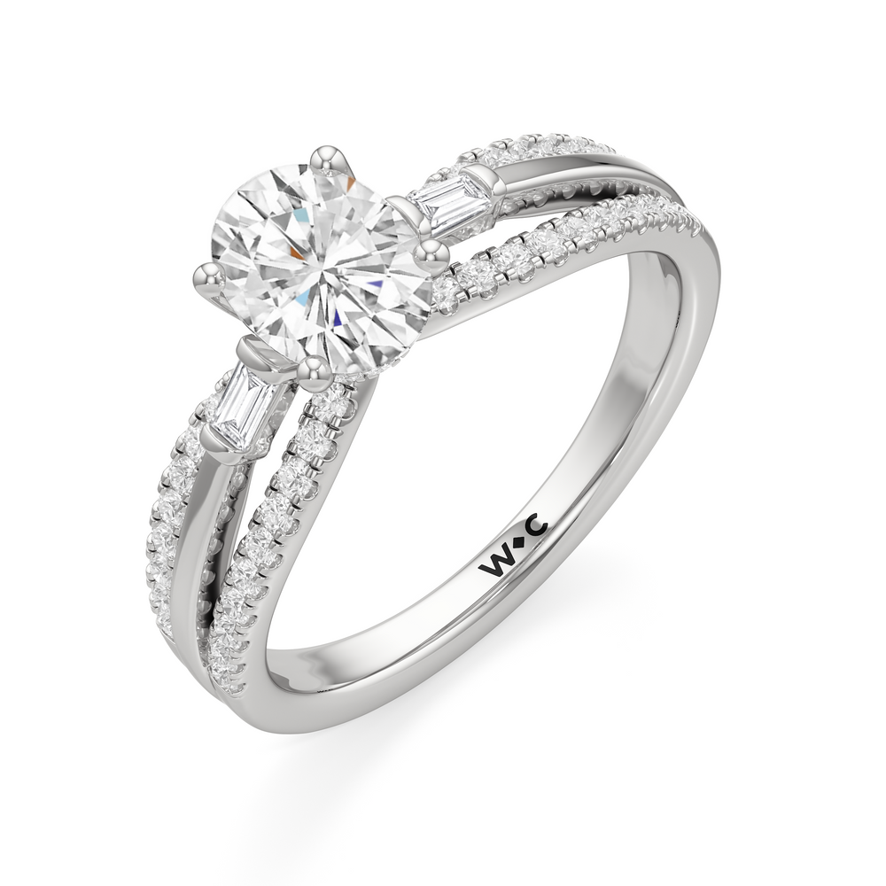 The Ophelia Engagement Ring with Oval Cut Diamond in 14KT Platinum view 3

