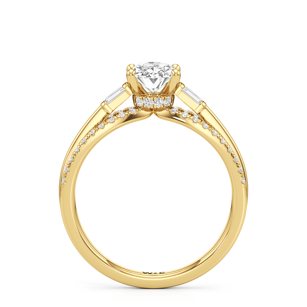 The Ophelia Engagement Ring with Oval Cut Diamond in 14KT Yellow Gold view 2
