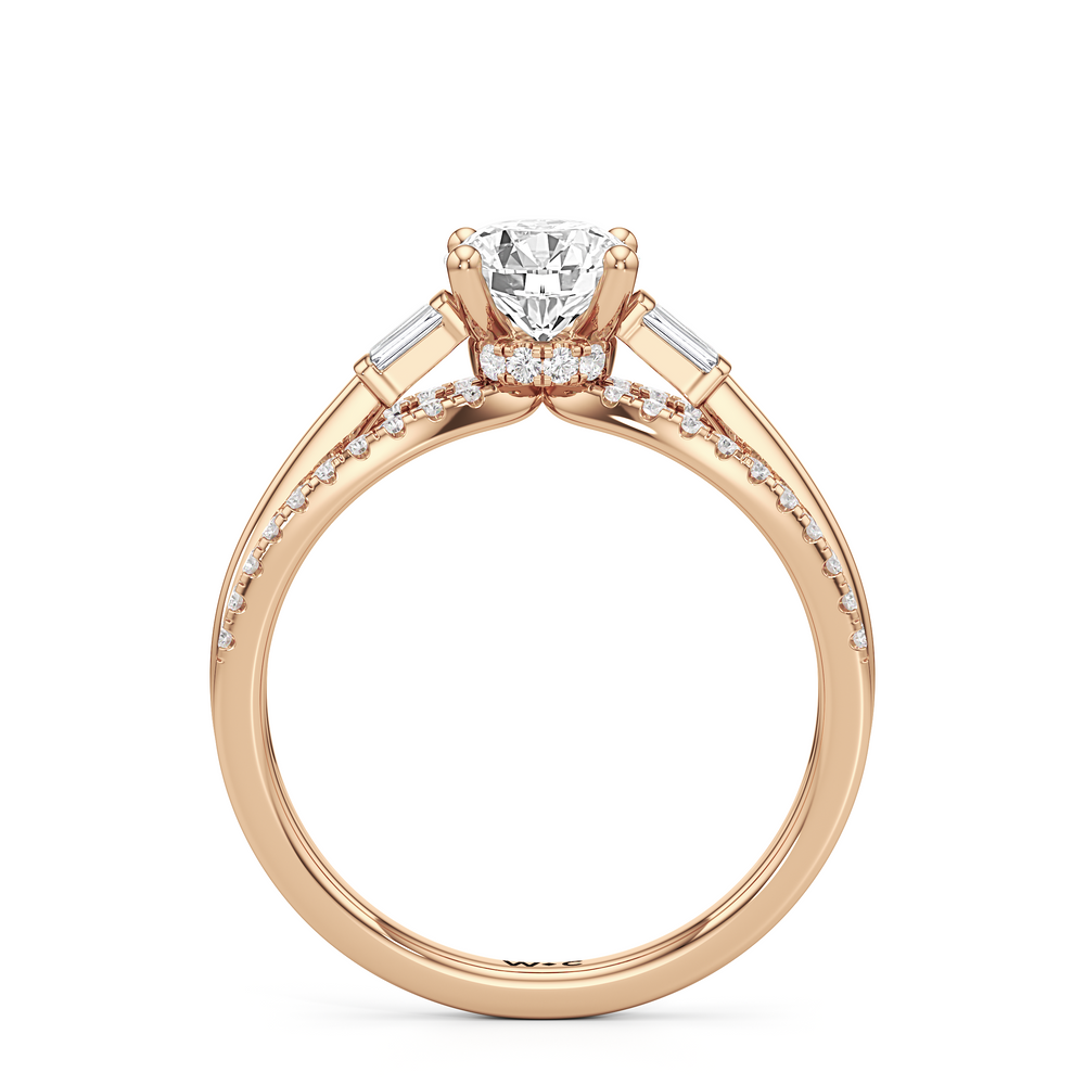 The Ophelia Engagement Ring with Round Cut Diamond in 14KT Rose Gold view 2
