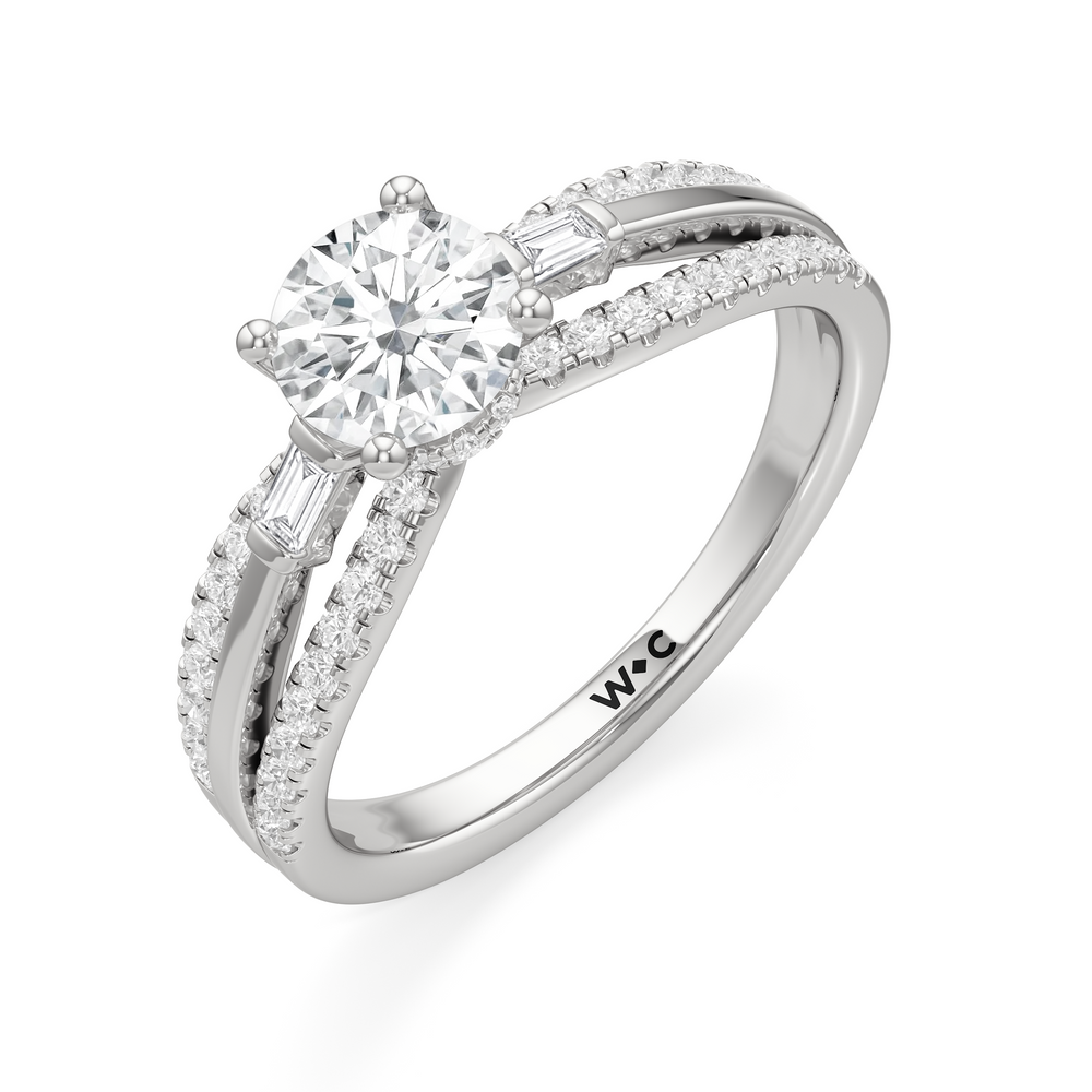 The Ophelia Engagement Ring with Round Cut Diamond in 14KT Platinum view 3
