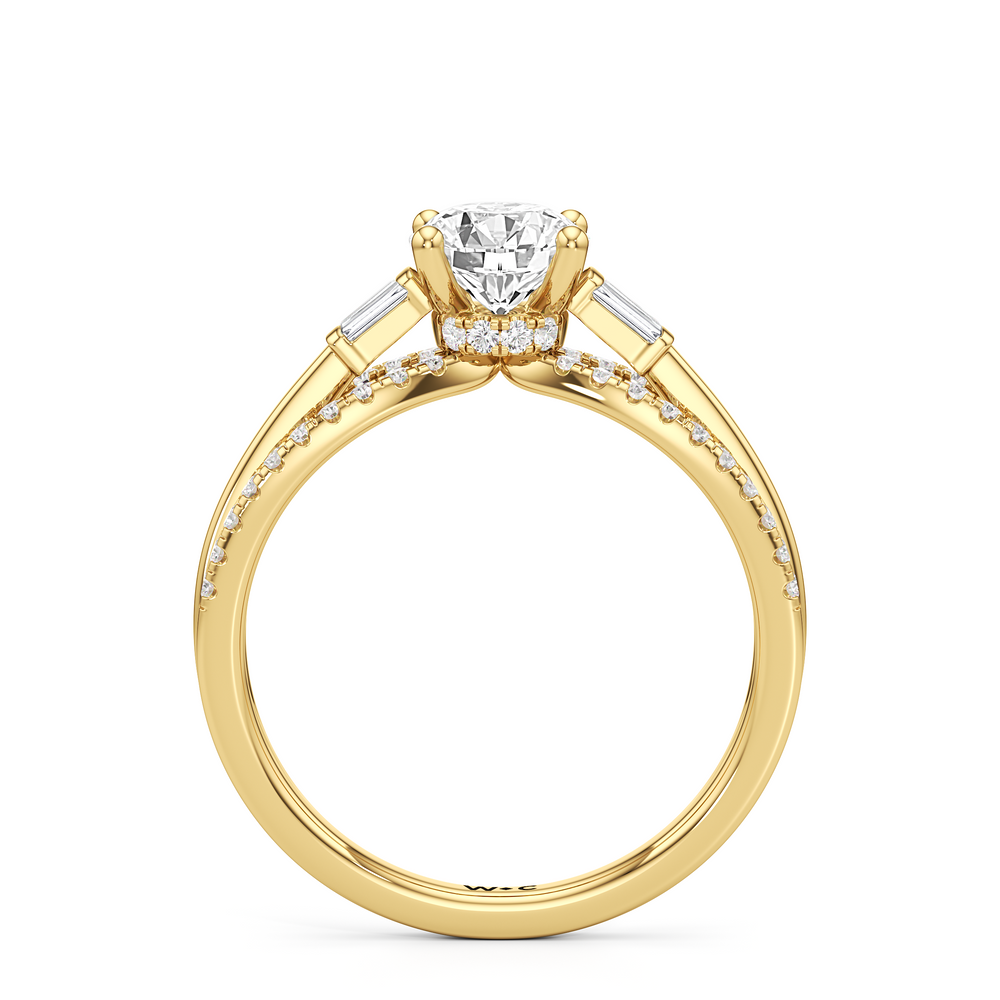 The Ophelia Engagement Ring with Round Cut Diamond in 14KT Yellow Gold view 2
