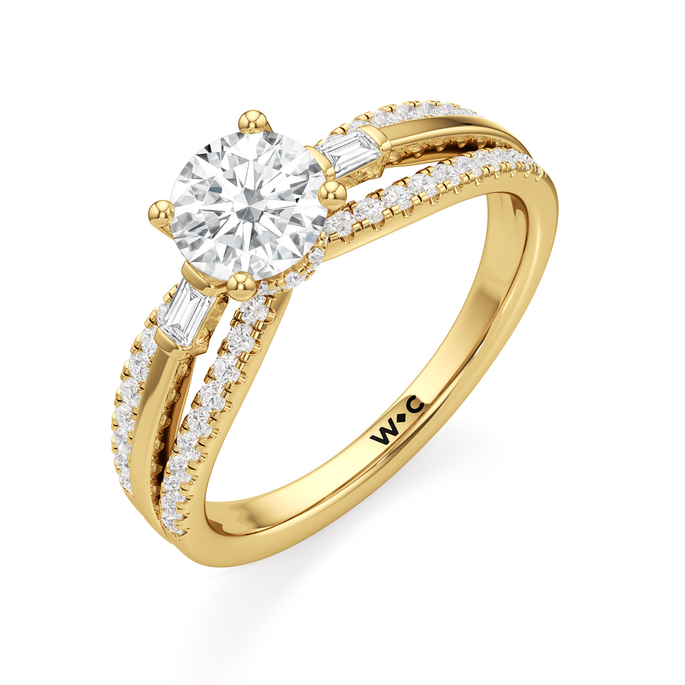 The Ophelia Engagement Ring with Round Cut Diamond in 14KT Yellow Gold view 3
