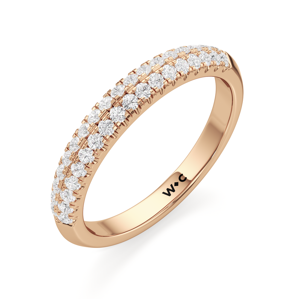 The Colette Diamond Wedding Band with 18KT Rose Gold Cut Diamond in 14KT Rose Gold view 3
